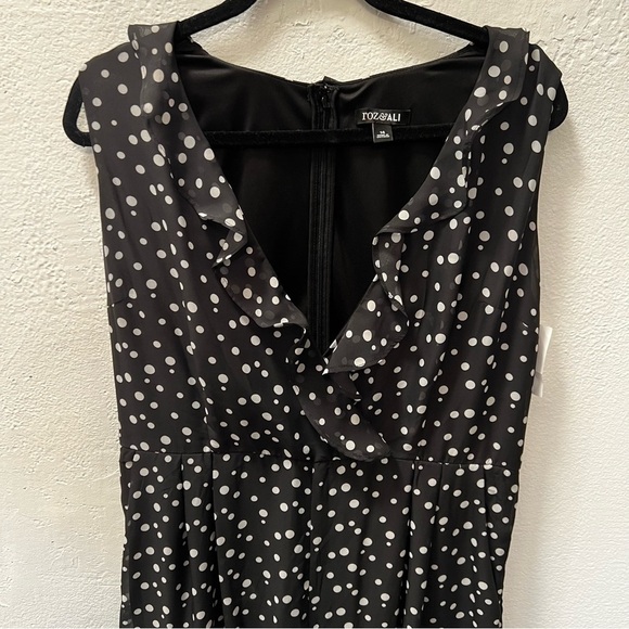 NWT Roz & Ali Polka Dot Wide Leg Ruffle Neck Jumpsuit, plus size jumpsuit 14 - Picture 6 of 8